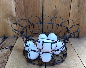 Vintage Wire Egg Basket Rustic Kitchen Decor