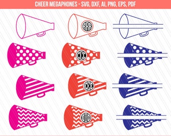 Cheer megaphone svg, Cheerleading svg, Cricut, silhouette ,Megaphone Monogram Frames for Vinyl Cutters, Cheerleader Cut File