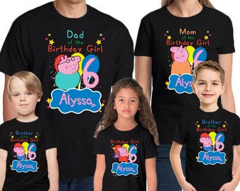 Peppa Pig Shirt Personalized Name & Age Peppa Pig Birthday Shirt Birthday Peppa Pig Party T Shirt Personalized Birthday Family shirts