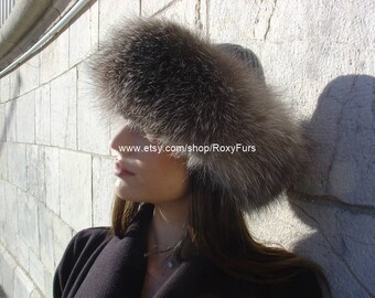 grey fox fur hat