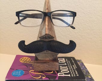 eyeglasses holder,spectacle stand,fathers day gift,dads gift,gift for him,grandfathers gift,grandad gift,birthday gift,office decor,mustache