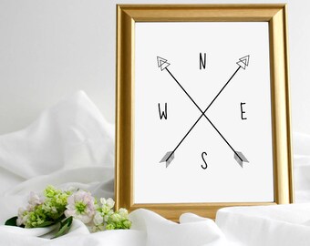Compass wall art | Etsy