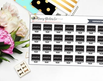 AMWRITING Writing Writer Planner Stickers | for use with Erin Condren Lifeplanner™, Happy Planner