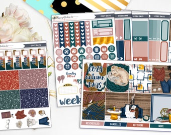 Cozy Days | FULL Vertical Weekly Planner Sticker Kit for use with Erin Condren Lifeplanner™, Filofax, Personal, A5, Happy Planner
