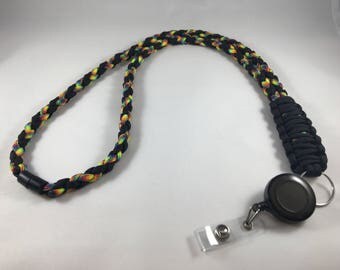 Paracord Badge Holder - Badge Lanyard - Paracord Lanyard - ID Badge Holder - Paracord ID Lanyard - Retractable Badge Holder - Paracord