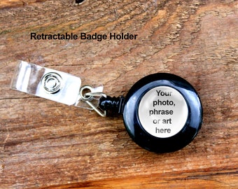 Retractable Badge Holder, Lanyard Clip, Badge Holder, Retractable Reel, YOYO Clip, Snap Button, ID Card Key, Black, Custom Badge Holder