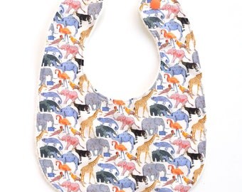 Liberty Queue for Zoo Baby Bib - Tana Lawn + Organic Terry Cotton