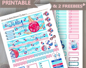 4th of July Happy Planner Monthly Sticker Kit,July Printable Monthly sticker kit,July Printable Sticker,Monthly sticker kit,July sticker kit