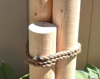 Nautical Piling Rustic Cedar Wood 3 Tier 40"h 6" diameter with 3/4" Manila Rope Pier Dock