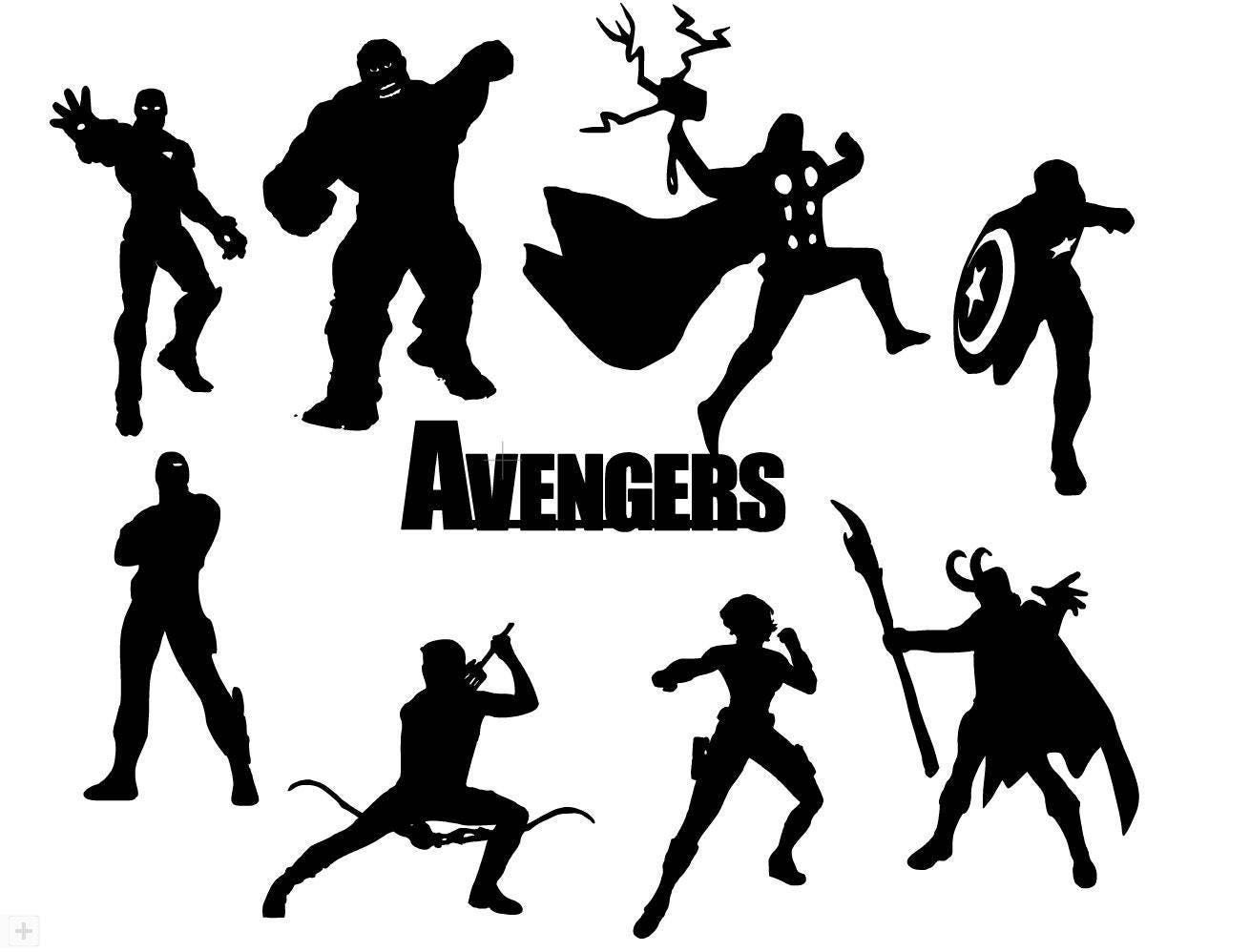 Download Avengers Die Cut Out Silhouette 16 cuts. Great for fairy jar