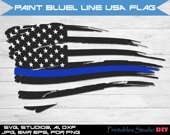 Delta blue line USA flag - svg cuttable Cricut Design Space Silhouette Digital Cut Files Instant Download dxf studio3 png pdf clipart police