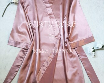 WEDDING SEASON SALE! Bridal Robe, Sets of, Bridesmaid Robe, Dusty Rose, Satin Robe, Personalize Robe, Bridal Party Robe, Bridal Shower Robe