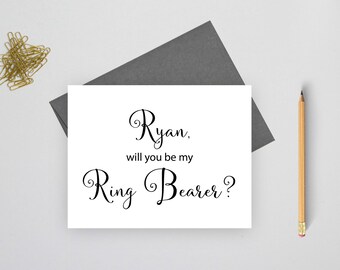 Personalized Will you be my ring bearer card, wedding stationary, personalized stationery, wedding stationery, folded wedding cards