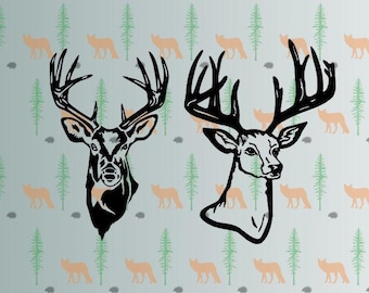 deer heads svg, buck silhouette svg files for cricut, silhouette studio files, instant download clip art, cutting template, vector files