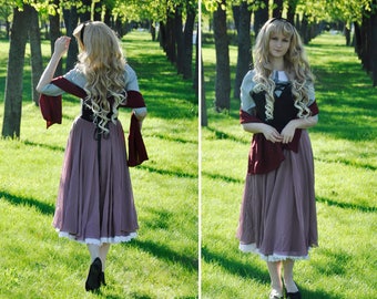 Sleeping Beauty Aurora Dress Costume Half Pink Half Blue