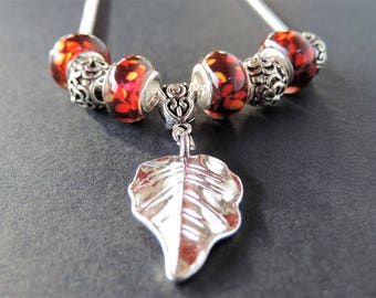 Necklace Charms leaf Lampwork beads