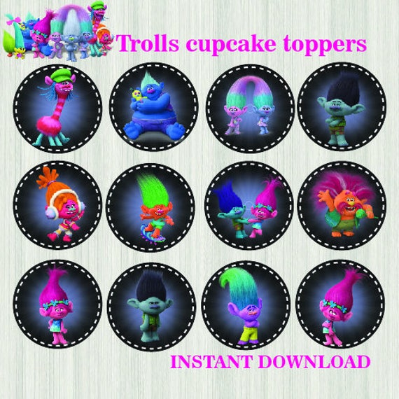 Trolls Cupcake Trolls Birthday Trolls Printable Poppy