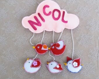 Baby named Nursery mobile Personalized gift baby Girl baby mobile felt Baby crib mobile Hanging mobile Baby Shower gift Baby room decor