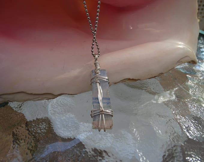 Lake Michigan Beach Glass with an image of the beach - Wire wrapped - Medium piece of beach glass