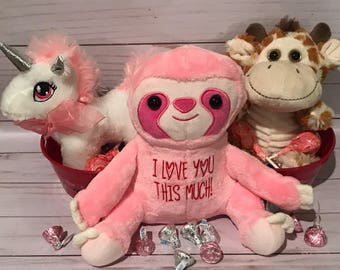 sloth valentine stuffed animal