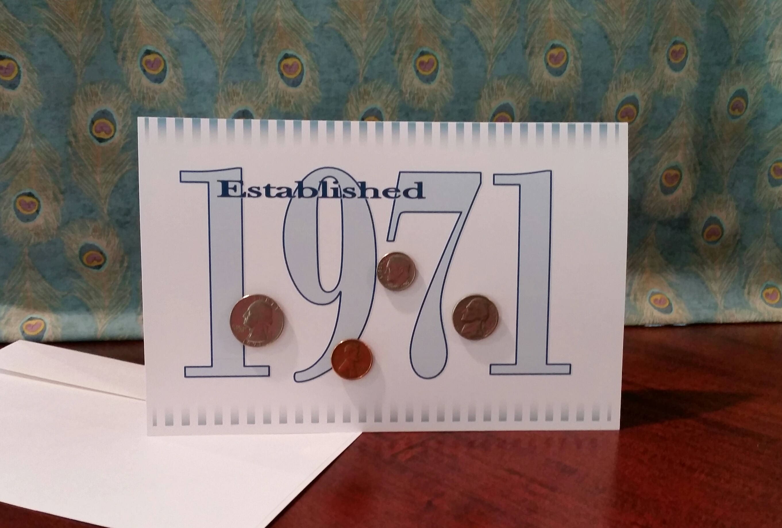 1971 Coin Greeting Card 1971 Coin Birthday Card Coin Card