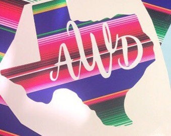 Serape Texas Monogram Decal - custom vinyl