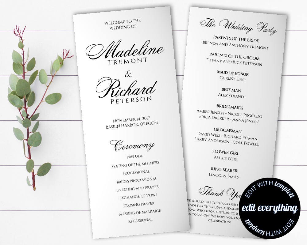 Wedding Program Templates For Mac Pages