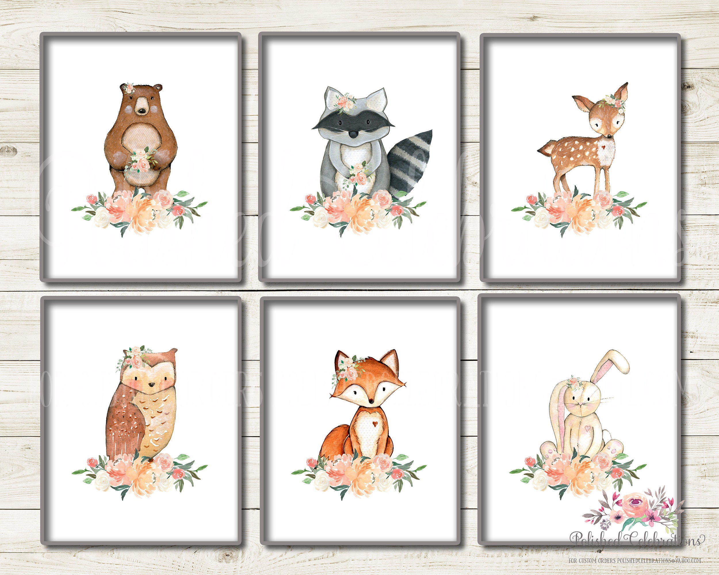 Boho Woodland Animals Set / 8x10 Nursery Art / Printable