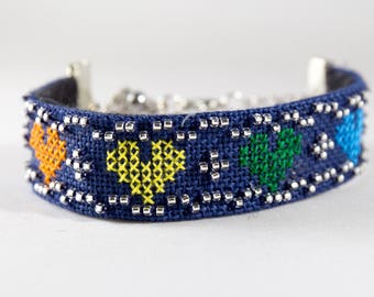 Hand Embroidered Cuff Bracelet - Pride