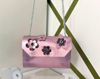 Metal leather mini bag