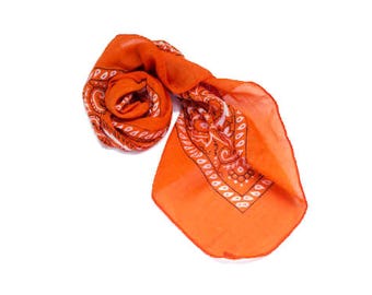 ON SALE - Lightweight Silk Bandana Scarf, Orange, Yellow, Green