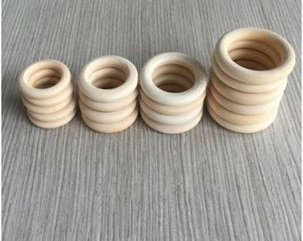 Unfinished Wooden Teething Rings: 20 mm - 75 mm