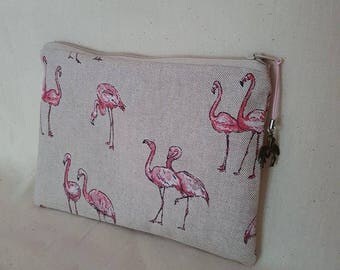 Flamingo makeup bag, cosmetic bag, pencil case, travel bag, flamingo zipper bag, accessory bag, birds makeup bag, toiletry