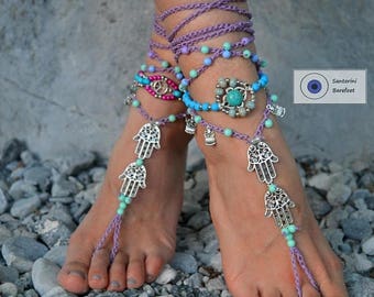 Sales50%off barefoot sandals, beach sandals, foot jewelry ,beach wedding Barefoot sandals, boho shoes gypsy Barefoot Hippie, Foot Jewelry To