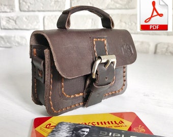 Leather card holder mini briefcase pattern