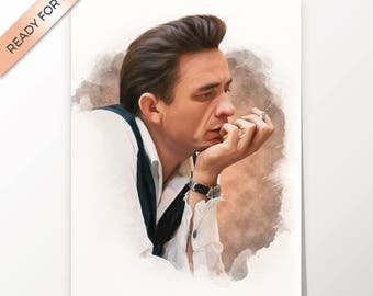 Johnny Cash, artwork, handmade, PRINTABLE art, poster, instant download, digital print, home decor, decor, fine art print, wall art,download