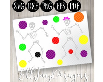 Skeleton svg, skeleton with bow svg, bucket decal svg, halloween svg, trick or treat svg, halloween bucket cut file, silhouette cricut