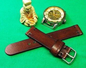 Handmade watch strap, Brown Itallian Leather Watch Strap 20mm, Leather watch strap, Unisex watch strap