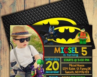 Lego Batman Birthday Invitation/Lego Batman Berthday Invite/Lego batman Invitations/Lego Batman Birthday Party/Batman Lego Invitation/Lego