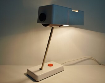 Desk lamp 70s 80s white switch knob orange vintage desk lamp orange