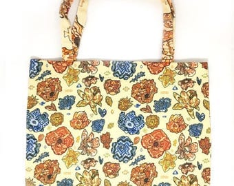 Mini Tribal Flower Tote Bag, Small Tribal Tote, Floral Tote Bag, Graphic Tote Bag, Tote Bag With Zipper, Zipper Tote Bag Flowers, Floral Bag