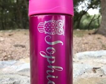 Personalized Laser-Engraved Monogrammed Insulated Stainless Steel Custom Kids' Water Bottle