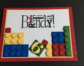 Lego Birthday Card, Birthday Card, Unisex Birthday Card, Boy or Girl Birthday Card, Colorful Birthday Card, Kids Birthday Card, Cute Card,3D