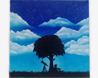 Acrylpainting - Clouds - Watching the stars - Sitting under a tree