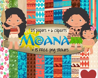 Digital Paper Moana Kit Digital + Moana Cute Clipart Moana Baby