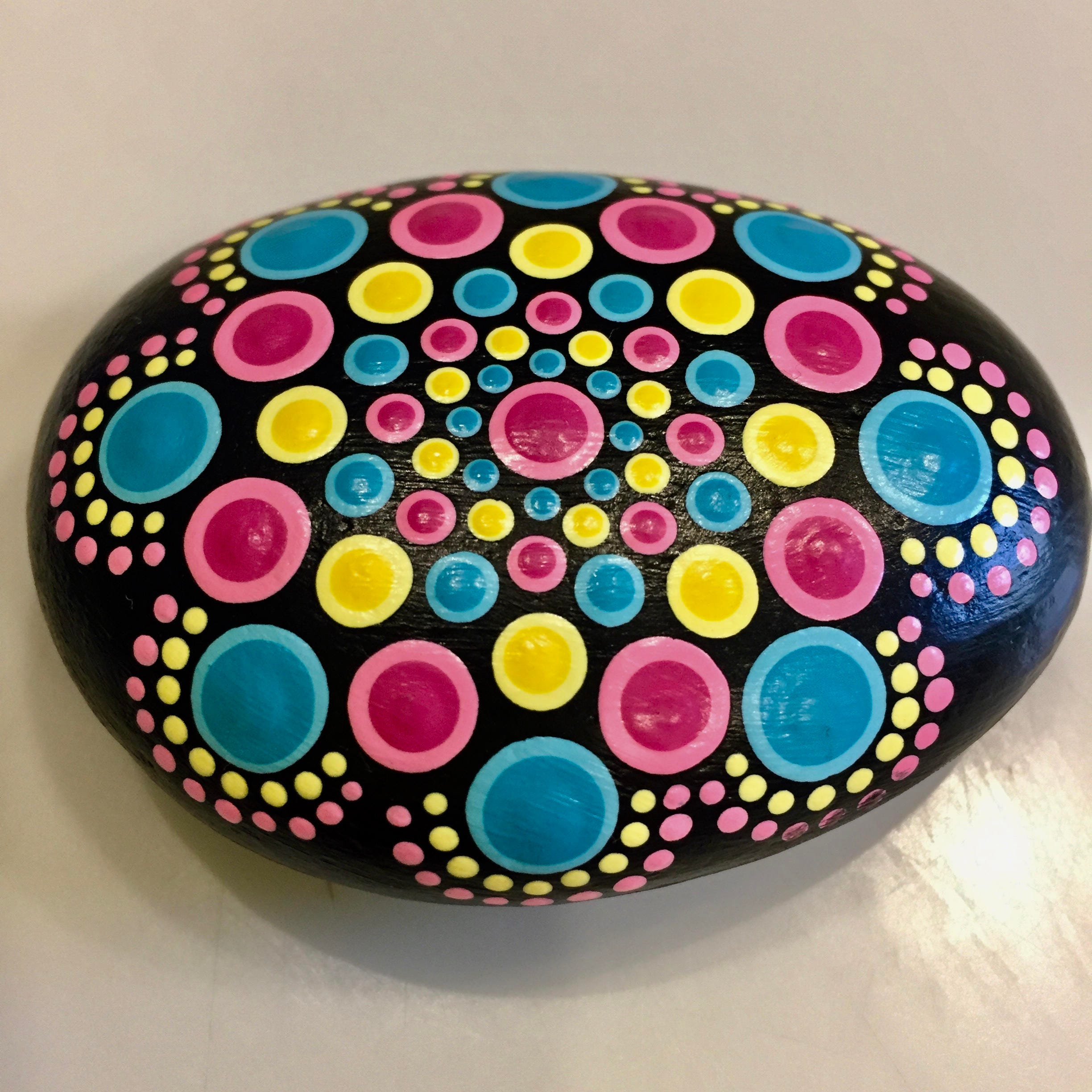 Handpainted 2.75-inch Dot Mandala Rock Painting Rock Art Dot