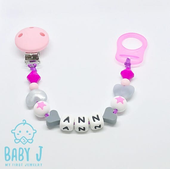 Pacifiers Clip Personalized With a name Silicone Chewable