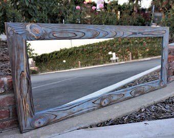 Reclaimed wood mirror/ floor mirror/ full length mirror/ bathroom mirrors/ blue mirror