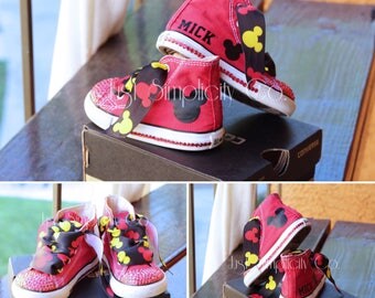 Mickey Mouse Birthday Outfit - Mickey Mouse Baby Shoes - Mickey Birthday - Disney - Disneyland - Disneyworld - Bling Shoes - Bling Converse