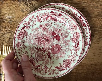 Small Red Transferware Plate